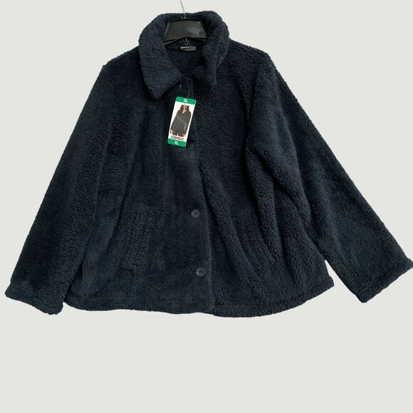 32 Degrees Heat Women's XL Navy Faux Fur Plush Jacket Jck0247 - Picture 2 of 11